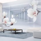 Miniatura fototapety Magnolie w geometrycznym tunelu we wnętrzu salonu