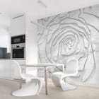 Miniatura fototapety Abstrakcyjny Marmur z 3D Kwiatami we wnętrzu kuchni