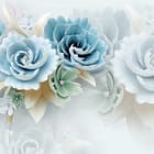 Miniatura fototapety Niebieskie Kwiaty z Liśćmi