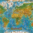 Miniatura fototapety Mapa świata z kolorowymi zwierzętami