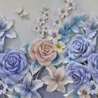 Miniatura fototapety Pastelowe kwiaty 3D z motylami