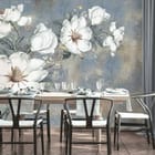 Miniatura fototapety Magnolie na gałęzi z zielonymi liśćmi we wnętrzu kuchni