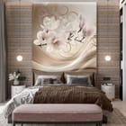 Miniatura fototapety Magnolie na Gałęzi z Wzorami we wnętrzu sypialni