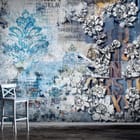 Miniatura fototapety Kwiatowy wzór z literami we wnętrzu przedpokoju