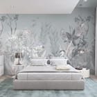 Miniatura fototapety Leśne ptaki i paprocie we wnętrzu sypialni