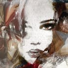 Miniatura fototapety Twarz kobiety na tle muralu