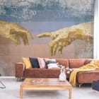 Miniatura fototapety Geometryczne dłonie na tle betonu we wnętrzu salonu