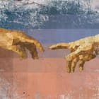 Miniatura fototapety Geometryczne dłonie na tle betonu