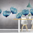 Miniatura fototapety Niebieskie Kwiaty na Szarym Tle we wnętrzu kuchni