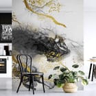 Miniatura fototapety Abstrakcyjne wzory z czarnym i złotym we wnętrzu kuchni