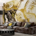 Miniatura fototapety Abstrakcyjne złote wzory na tle we wnętrzu salonu