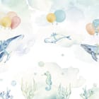 Miniatura fototapety Trzy wieloryby z balonami