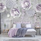 Miniatura fototapety Pastelowe Kwiaty w Delikatnych Odcieniach we wnętrzu sypialni