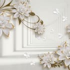 Miniatura fototapety Białe kwiaty w złotym tunelu