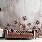 Miniatura fototapety Delikatne kwiaty na akwareli we wnętrzu salonu