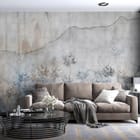 Miniatura fototapety Abstrakcyjne kwiaty na ścianie we wnętrzu salonu