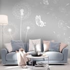 Miniatura fototapety Białe dmuchawce na szarym tle we wnętrzu salonu