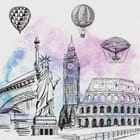 Miniatura fototapety Zabytki i Balony w Ilustracji