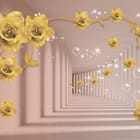 Miniatura fototapety Złote róże w geometrycznym tunelu