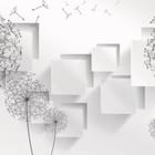 Miniatura fototapety Dmuchawce i geometryczne kształty