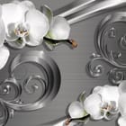 Miniatura fototapety Białe orchidee na srebrnym tle