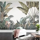 Miniatura fototapety Tropikalne Liście na Jasnym Tle we wnętrzu salonu