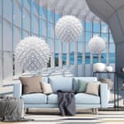 Miniatura fototapety Geometryczne kule i widok na morze we wnętrzu salonu