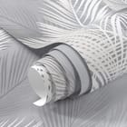 Miniatura fototapety Białe liście palmowe na szarym tle fragment #1
