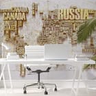 Miniatura fototapety Mapa świata z nazwami krajów we wnętrzu biura