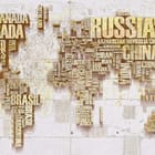 Miniatura fototapety Mapa świata z nazwami krajów