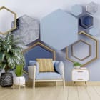 Miniatura fototapety Geometryczne Heksagony z Marmurem we wnętrzu salonu