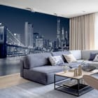 Miniatura fototapety Nocna panorama z mostem - aranżacja w salonie