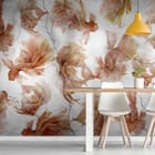 Miniatura fototapety Wzór z Rybami na Jasnym Tle we wnętrzu kuchni