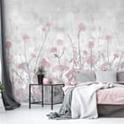 Miniatura fototapety Kwiaty polne na tle szarego nieba we wnętrzu sypialni