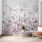 Miniatura fototapety Kwiaty na tle szarego nieba we wnętrzu salonu