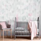 Miniatura fototapety Geometryczny wzór z pastelowych trójkątów we wnętrzu pokoju dziecka