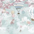 Miniatura fototapety Balon z królikami i kwiatami