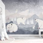 Miniatura fototapety Niedźwiedzie polarne w górach we wnętrzu pokoju dziecka