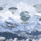 Miniatura fototapety Góry dziecięce z balonami i samolotami