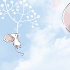 Miniatura fototapety Zwierzęta z balonami na tle nieba fragment #1