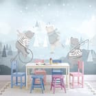 Miniatura fototapety Zimowe przygody niedźwiedzi we wnętrzu pokoju dziecka