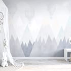 Miniatura fototapety Góry z Balonami i Śniegiem we wnętrzu pokoju dziecka