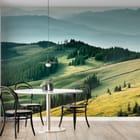 Miniatura fototapety Zielone wzgórza i las iglasty we wnętrzu kuchni