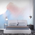 Miniatura fototapety Kolorowe plamy akwareli we wnętrzu sypialni