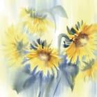 Miniatura fototapety Bukiet słoneczników w akwareli