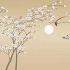 Miniatura fototapety Gałęzie Magnolii i Księżyc