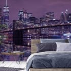 Miniatura fototapety Nocny most z wieżowcami we wnętrzu sypialni