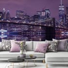 Miniatura fototapety Nocny most z wieżowcami we wnętrzu salonu