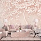 Miniatura fototapety Drzewo z Kwiatami 3D we wnętrzu salonu