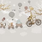 Miniatura fototapety Żyrafa na rowerze z przyczepkami